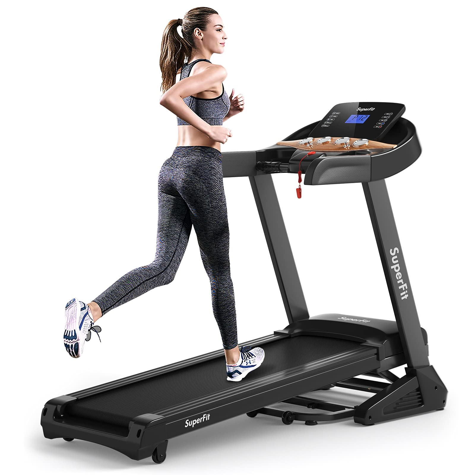 goplus 3.75hp folding treadmill with incline, electric superfit treadmill w/app control, 12 preset & 3 custom programs