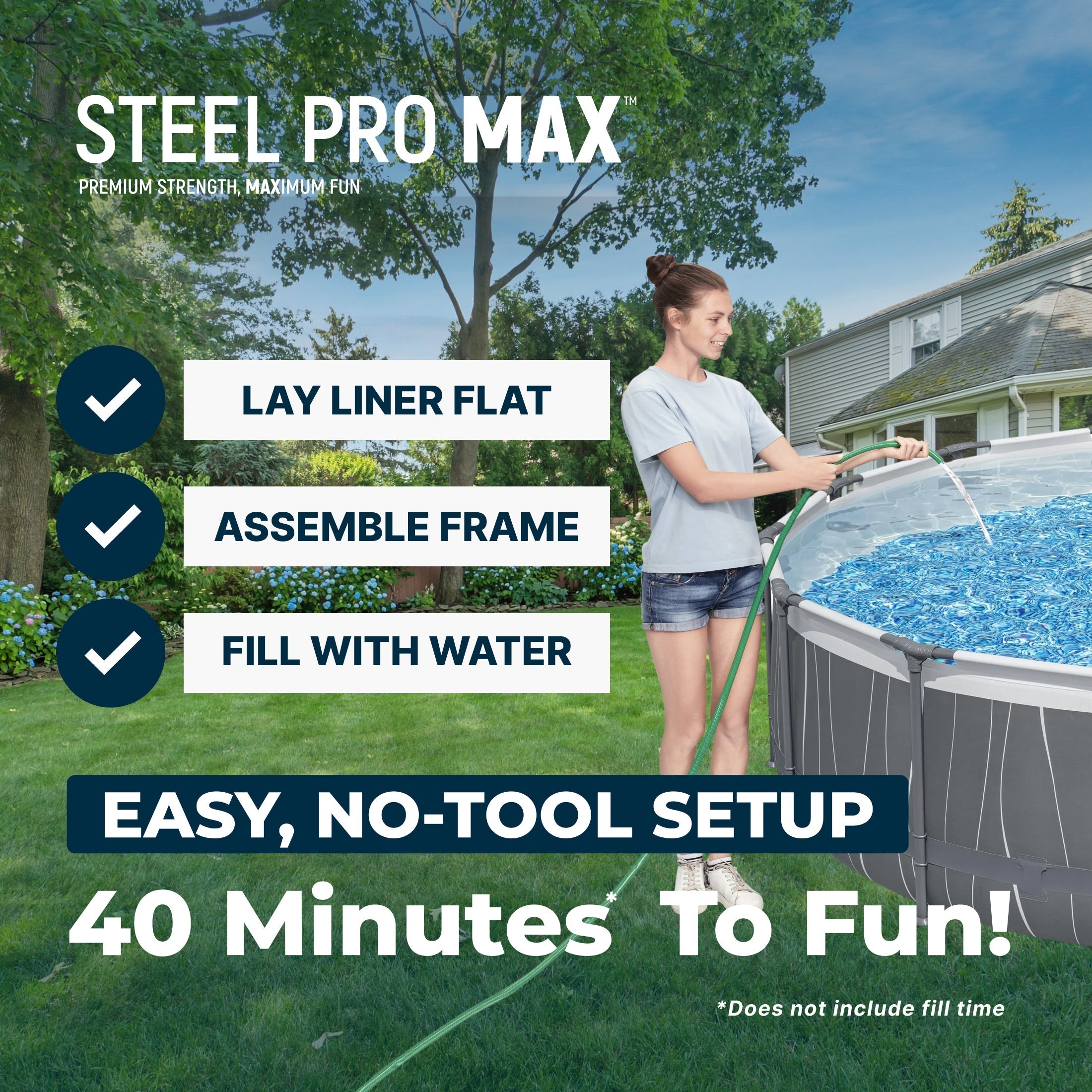 bestway steel pro max 15' x 42" round above ground pool set with led light Bestway Steel Pro MAX 15' x 42" Round Above Ground Pool Set with LED Light image 5