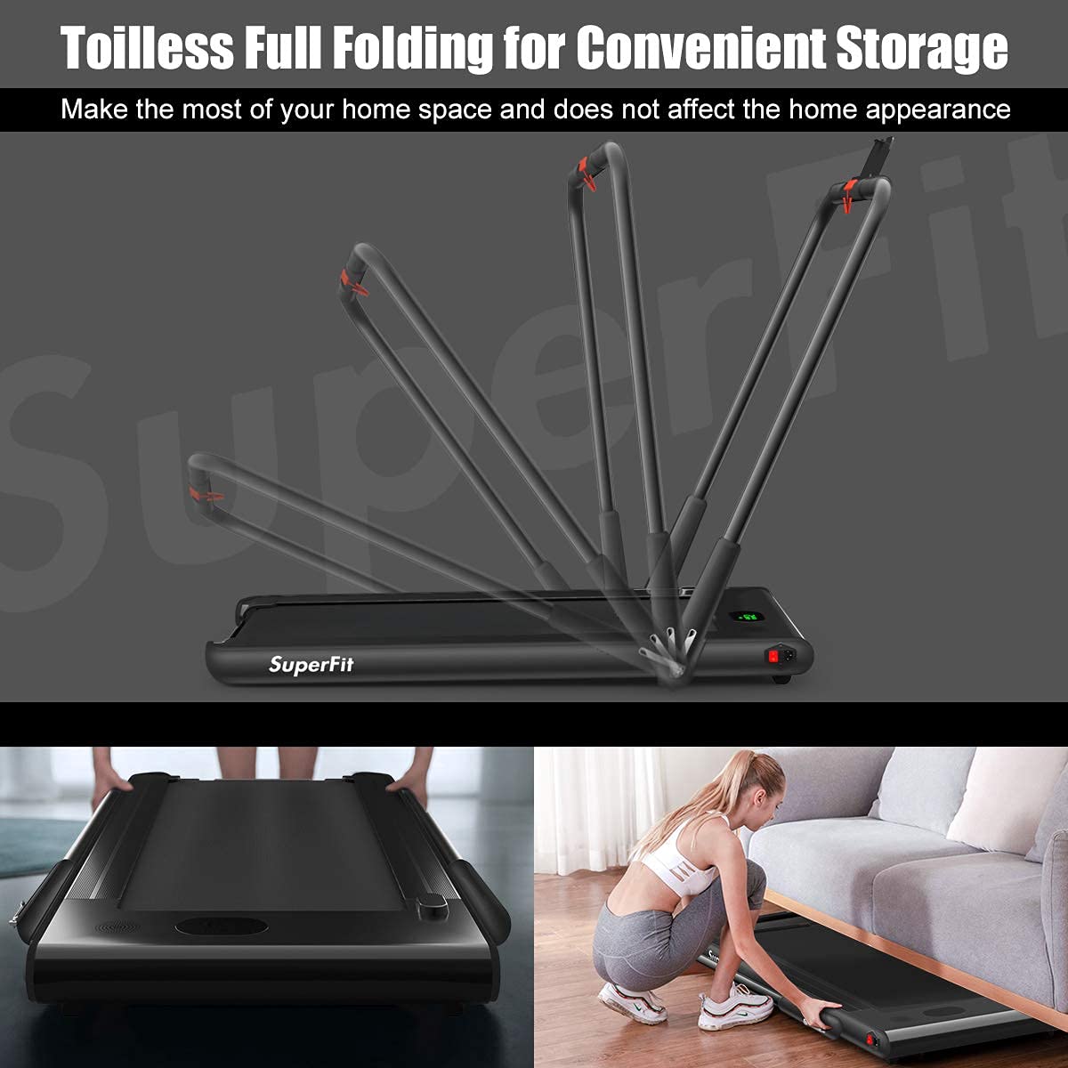 2 in 1 folding treadmill, 2.25hp under desk electric superfit treadmill 2 in 1 folding treadmill, 2.25hp under desk electric superfit treadmill