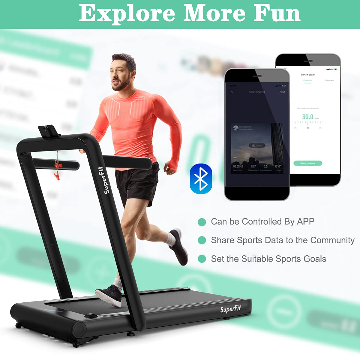 goplus 2 in 1 folding treadmill, 4.75hp superfit under desk electric treadmill with app control goplus 2 in 1 folding treadmill, 4.75hp superfit under desk electric treadmill with app control