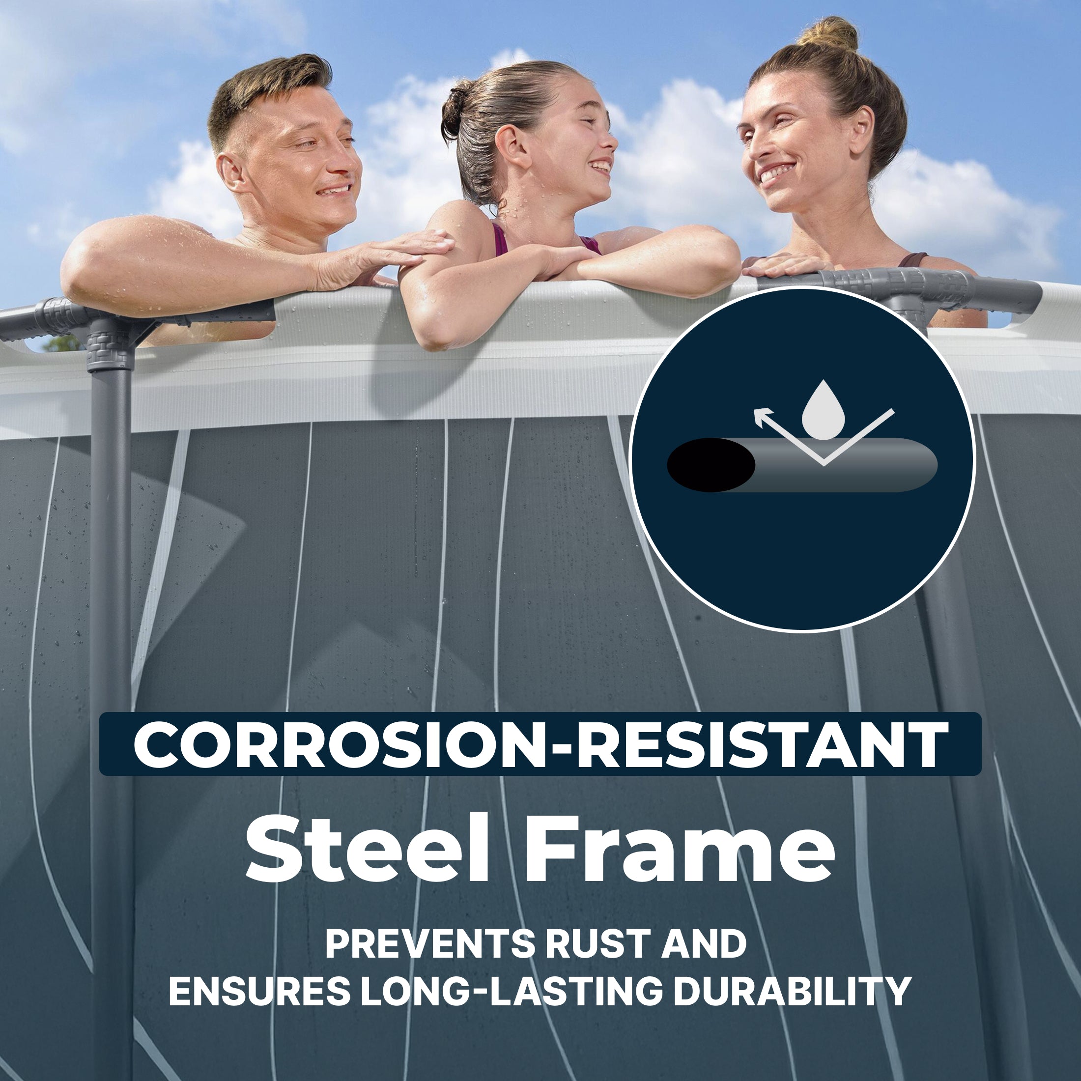 bestway steel pro max 15' x 42" round above ground pool set with led light Bestway Steel Pro MAX 15' x 42" Round Above Ground Pool Set with LED Light image 3