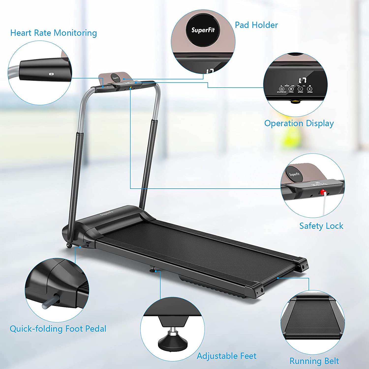 3.0hp folding treadmill, foldable superfit treadmill 3.0hp folding treadmill, foldable superfit treadmill