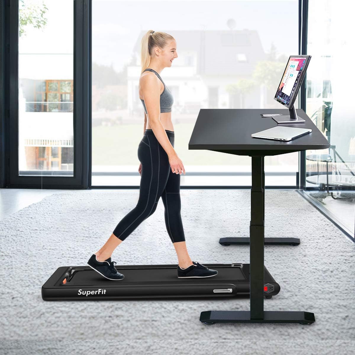 goplus 2 in 1 under desk treadmill, 2.25hp superfit folding treadmills for home office w/smart app