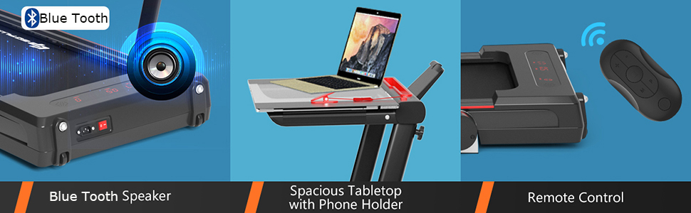 3-in-1 Treadmill with Large Desk