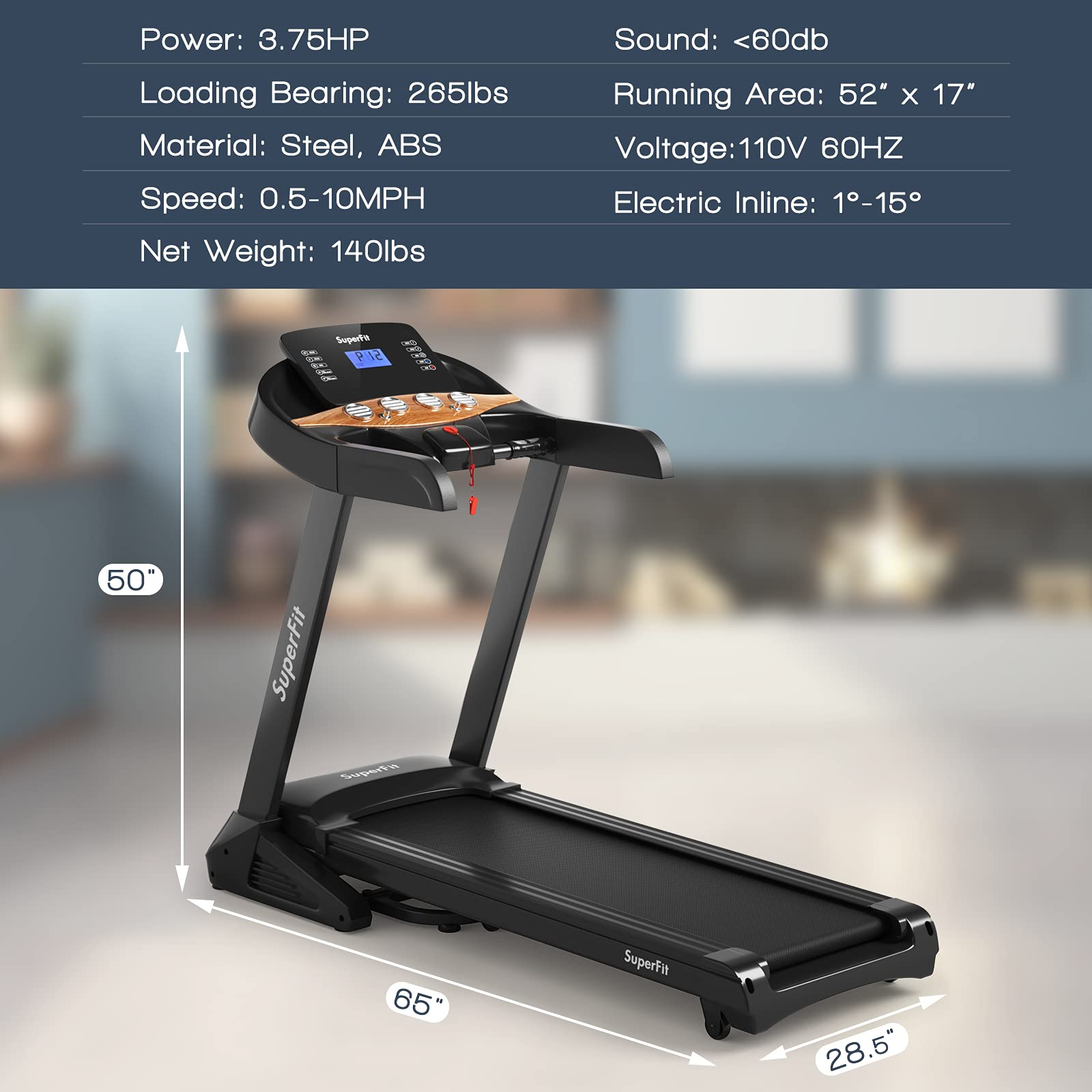 goplus 3.75hp folding treadmill with incline, electric superfit treadmill w/app control, 12 preset & 3 custom programs goplus 3.75hp folding treadmill with incline, electric superfit treadmill w/app control, 12 preset & 3 custom programs