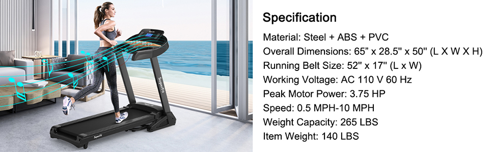 Goplus 3.75HP Folding Treadmill with Incline treadmill