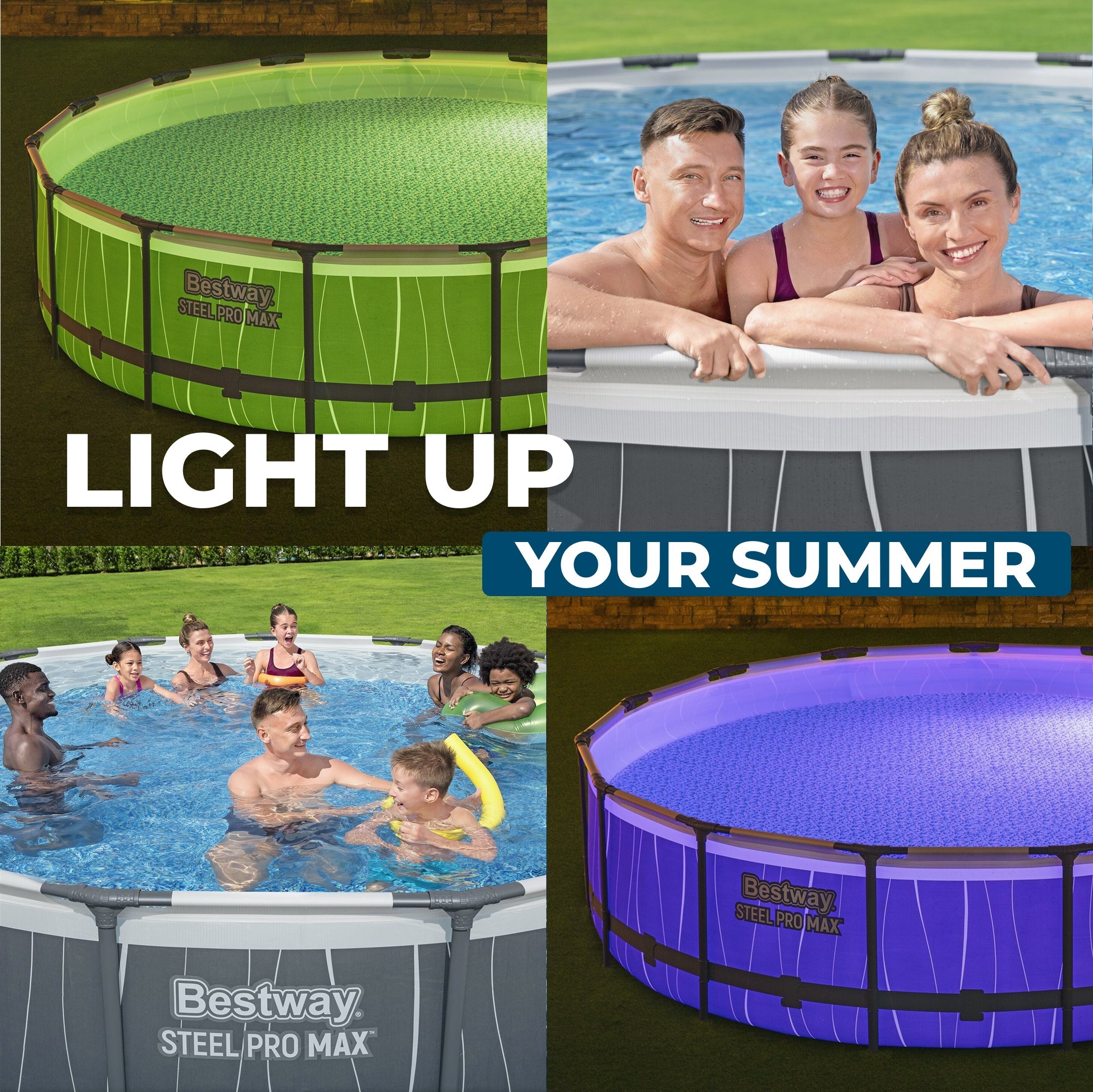 bestway steel pro max 15' x 42" round above ground pool set with led light Bestway Steel Pro MAX 15' x 42" Round Above Ground Pool Set with LED Light image 4