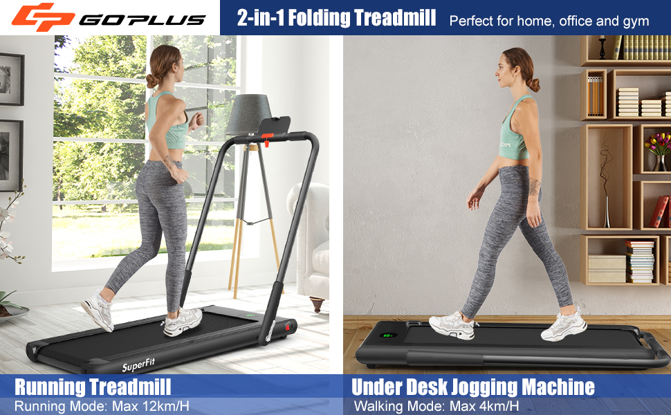 2 in 1 Folding Treadmill, 2.25HP 2 in 1 Folding Treadmill, 2.25HP Under Desk Electric Superfit Treadmill