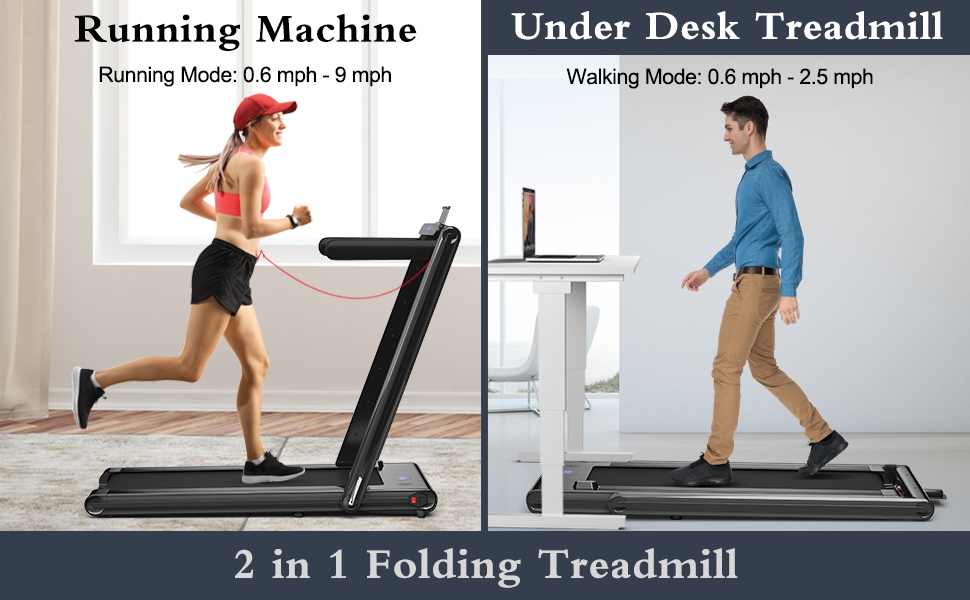 Goplus 2-in-1 Folding Treadmill