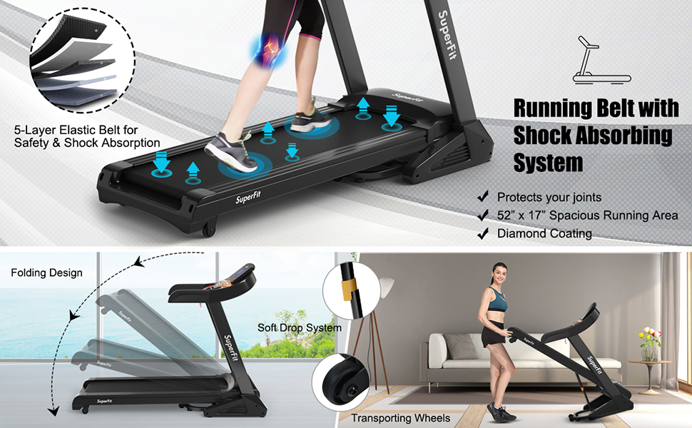 Goplus 3.75HP Folding Treadmill with Incline treadmill