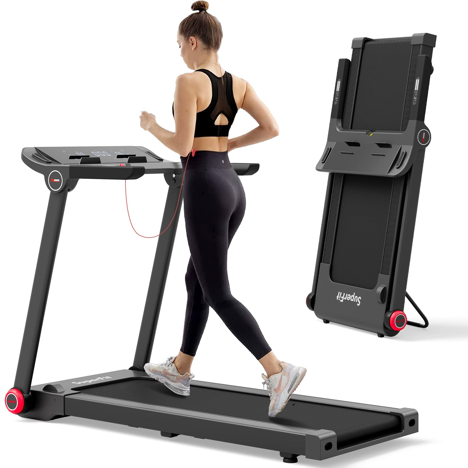 goplus 3.75hp folding treadmill, freestanding superfit treadmill with app, 12 preset programs