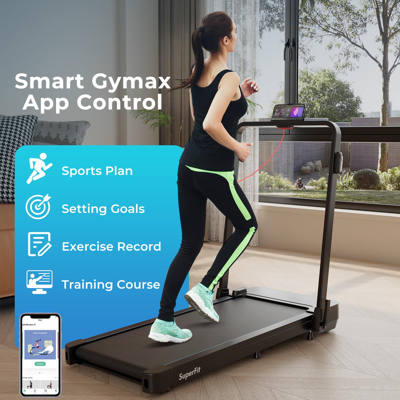 goplus 2 in 1 folding treadmill, 300 lbs capacity walking pad with handle bar, under desk treadmill with remote & app control goplus 2 in 1 folding treadmill, 300 lbs capacity walking pad with handle bar, under desk treadmill with remote & app control
